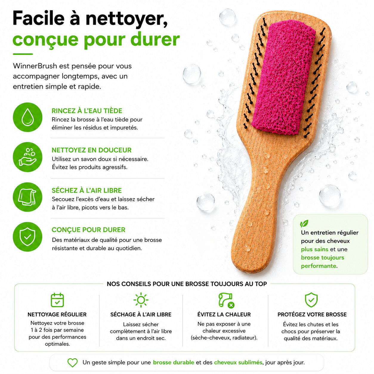 Brosse Plate Bambou — bienfaits et conseils d'utilisation