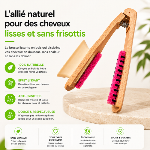 Brosse Pince — l'allié naturel pour des cheveux lisses et sans frisottis