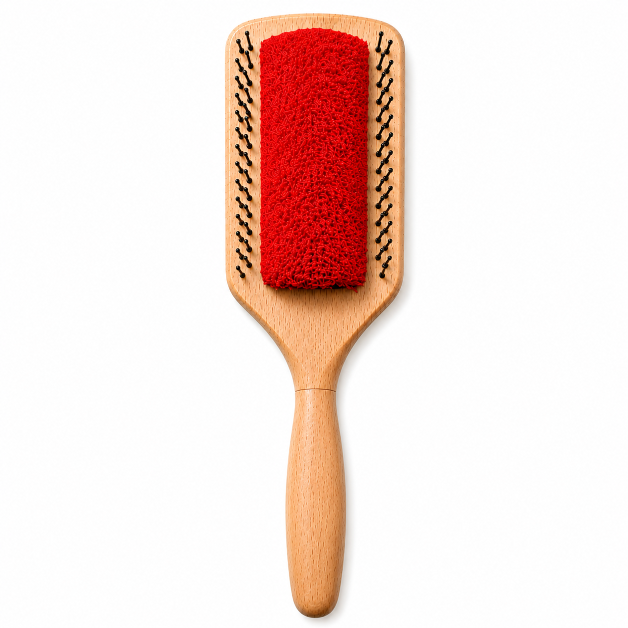 Brosse Plate Bambou 25 cm — Rouge