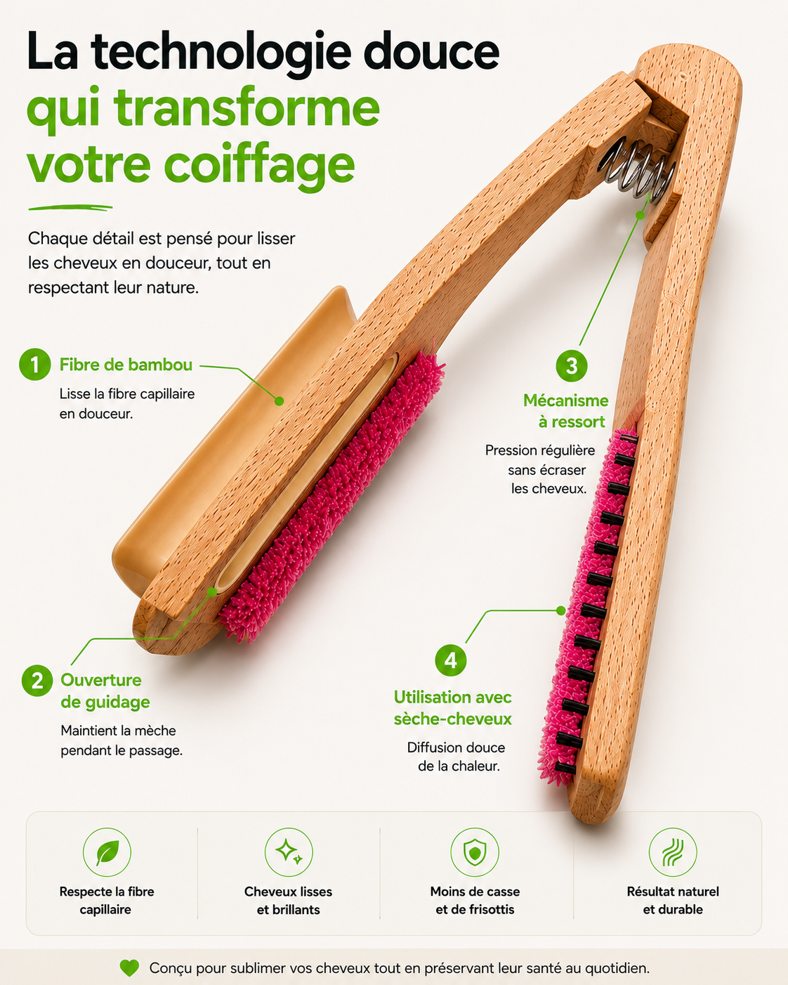 Brosse Pince — la technologie douce qui transforme votre coiffage