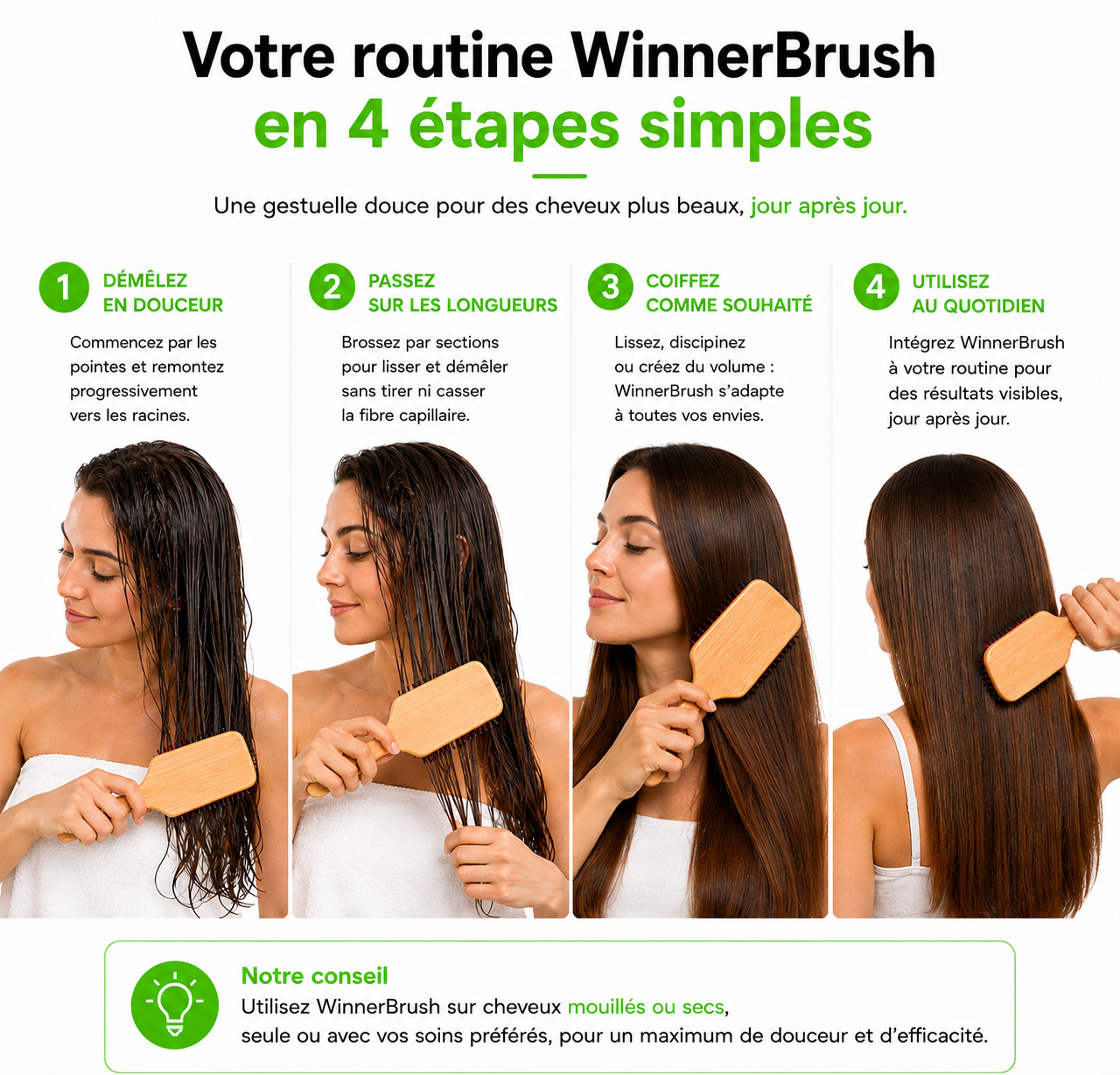 Brosse Plate Bambou — bienfaits et conseils d'utilisation