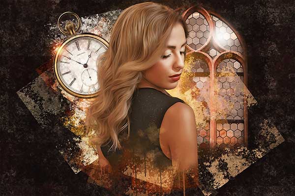 Illustration| femme Horloge